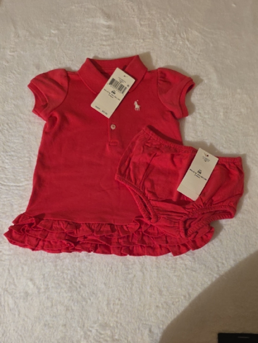 Ralph Lauren Bright Pink Polo Ruffle Dress with Bloomers